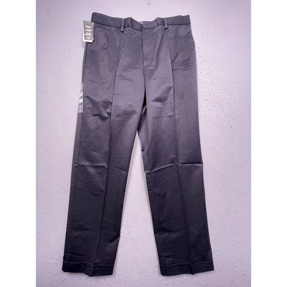 Dockers Pants Iron Free Khaki Pleated Charcoal Grey 33x32 Mens